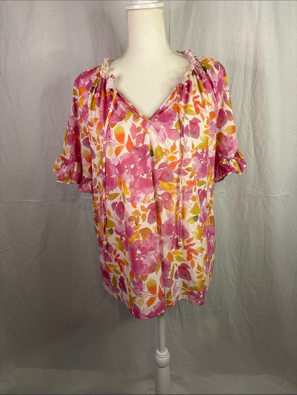Philosophy Pink Floral Peasant Blouse